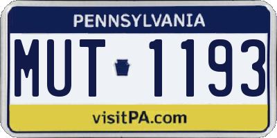 PA license plate MUT1193