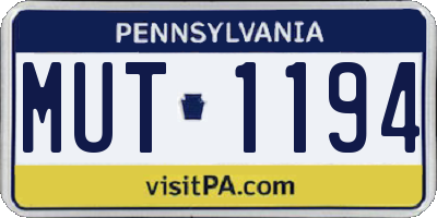 PA license plate MUT1194