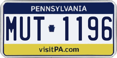 PA license plate MUT1196