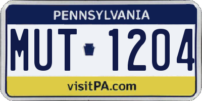 PA license plate MUT1204