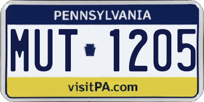 PA license plate MUT1205