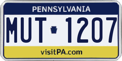 PA license plate MUT1207