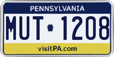 PA license plate MUT1208