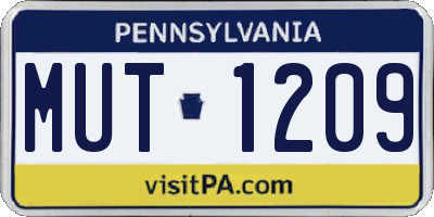 PA license plate MUT1209