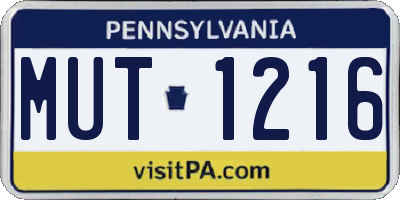 PA license plate MUT1216