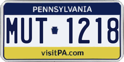 PA license plate MUT1218