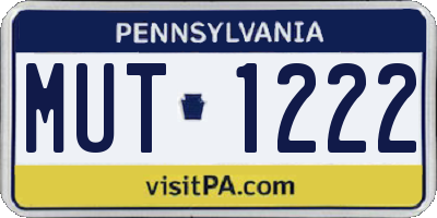 PA license plate MUT1222