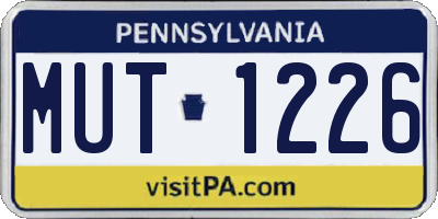 PA license plate MUT1226
