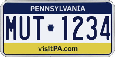 PA license plate MUT1234