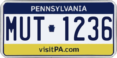 PA license plate MUT1236