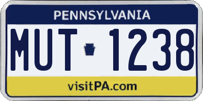 PA license plate MUT1238
