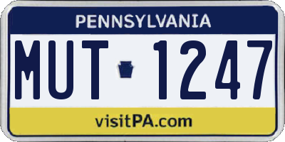 PA license plate MUT1247