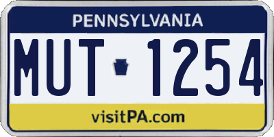 PA license plate MUT1254