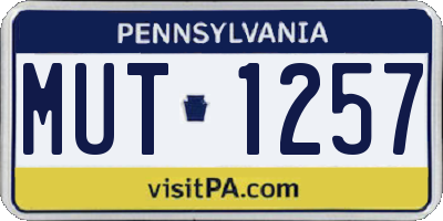 PA license plate MUT1257