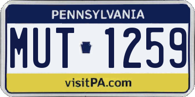 PA license plate MUT1259