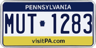 PA license plate MUT1283