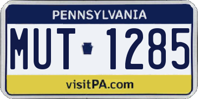 PA license plate MUT1285