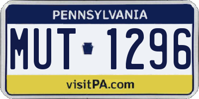 PA license plate MUT1296