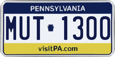 PA license plate MUT1300