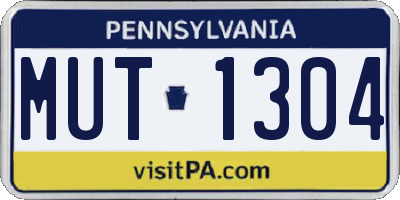 PA license plate MUT1304