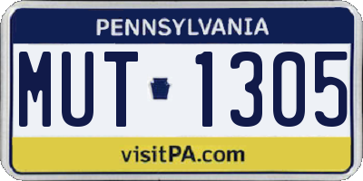 PA license plate MUT1305