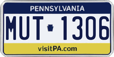 PA license plate MUT1306
