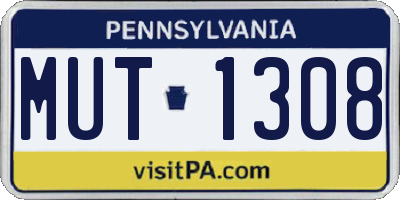 PA license plate MUT1308