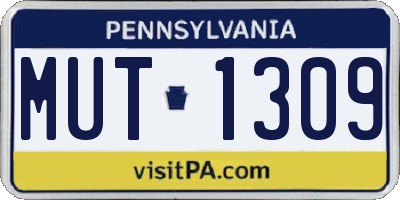 PA license plate MUT1309