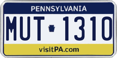 PA license plate MUT1310