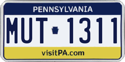 PA license plate MUT1311