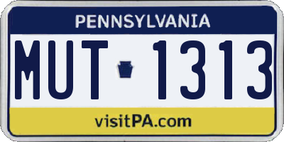 PA license plate MUT1313