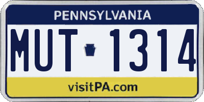 PA license plate MUT1314