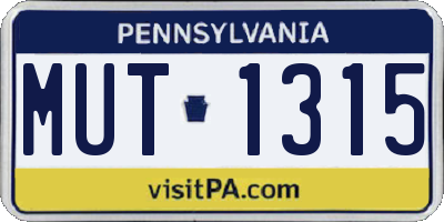 PA license plate MUT1315
