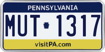 PA license plate MUT1317