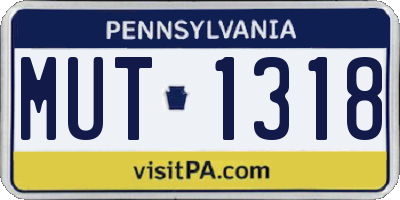 PA license plate MUT1318