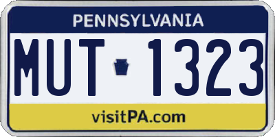 PA license plate MUT1323