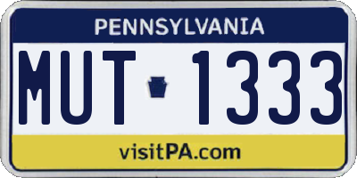 PA license plate MUT1333