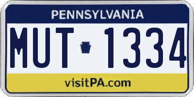 PA license plate MUT1334