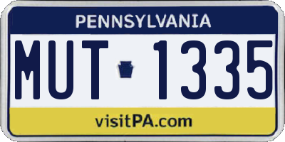 PA license plate MUT1335