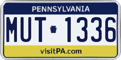 PA license plate MUT1336
