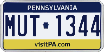 PA license plate MUT1344