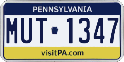 PA license plate MUT1347
