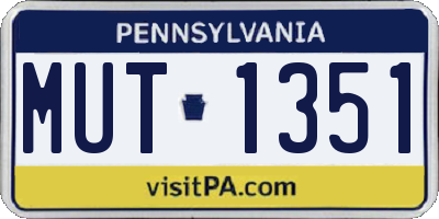 PA license plate MUT1351