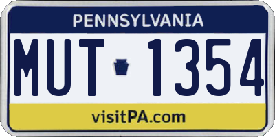 PA license plate MUT1354