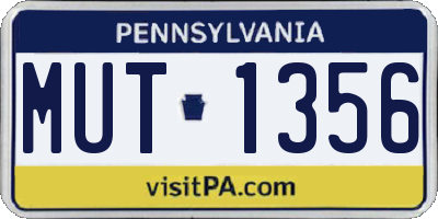 PA license plate MUT1356