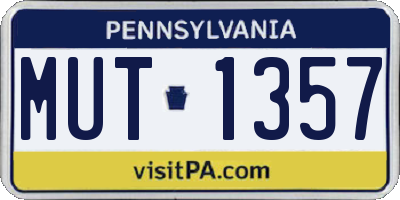 PA license plate MUT1357