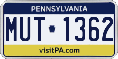 PA license plate MUT1362