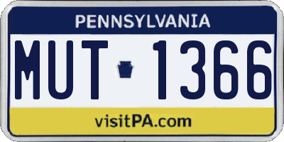 PA license plate MUT1366