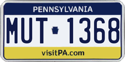 PA license plate MUT1368