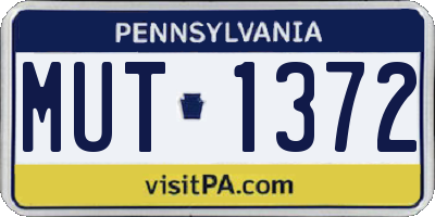 PA license plate MUT1372